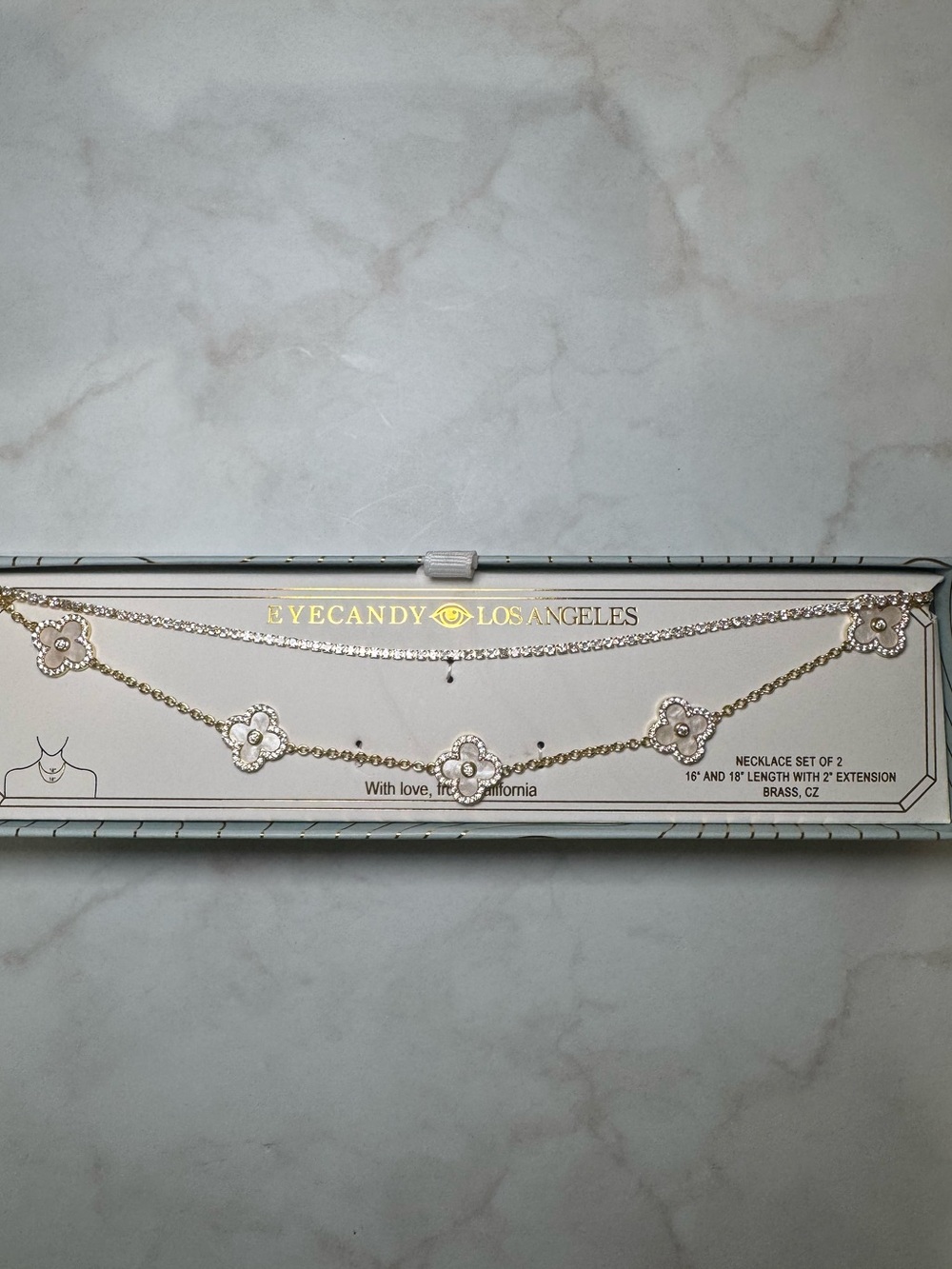 Clover Mother of Pearl Necklace with Tennis Necklace